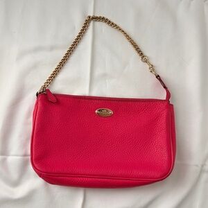 Coach Hot Pink Pebbled Leather Chain Shoulder Bag
